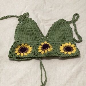 Crochet Green Hippie Crop Top
